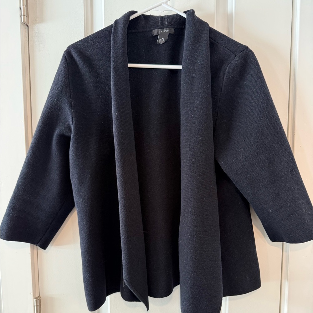 Alfani Black Open Front Cardigan Women’s XL Shawl Collar Sweater - Picture 2 of 4
